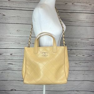 Rare Chanel Covered CC Shopping Tote Quilted Caviar Medium